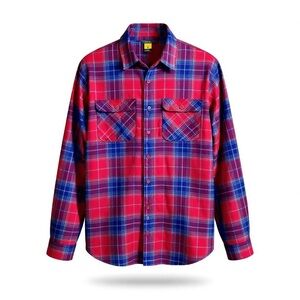 Eddie Bauer Women’s Cozy Fall Winter Plaid Flannel Red Purple Button Large